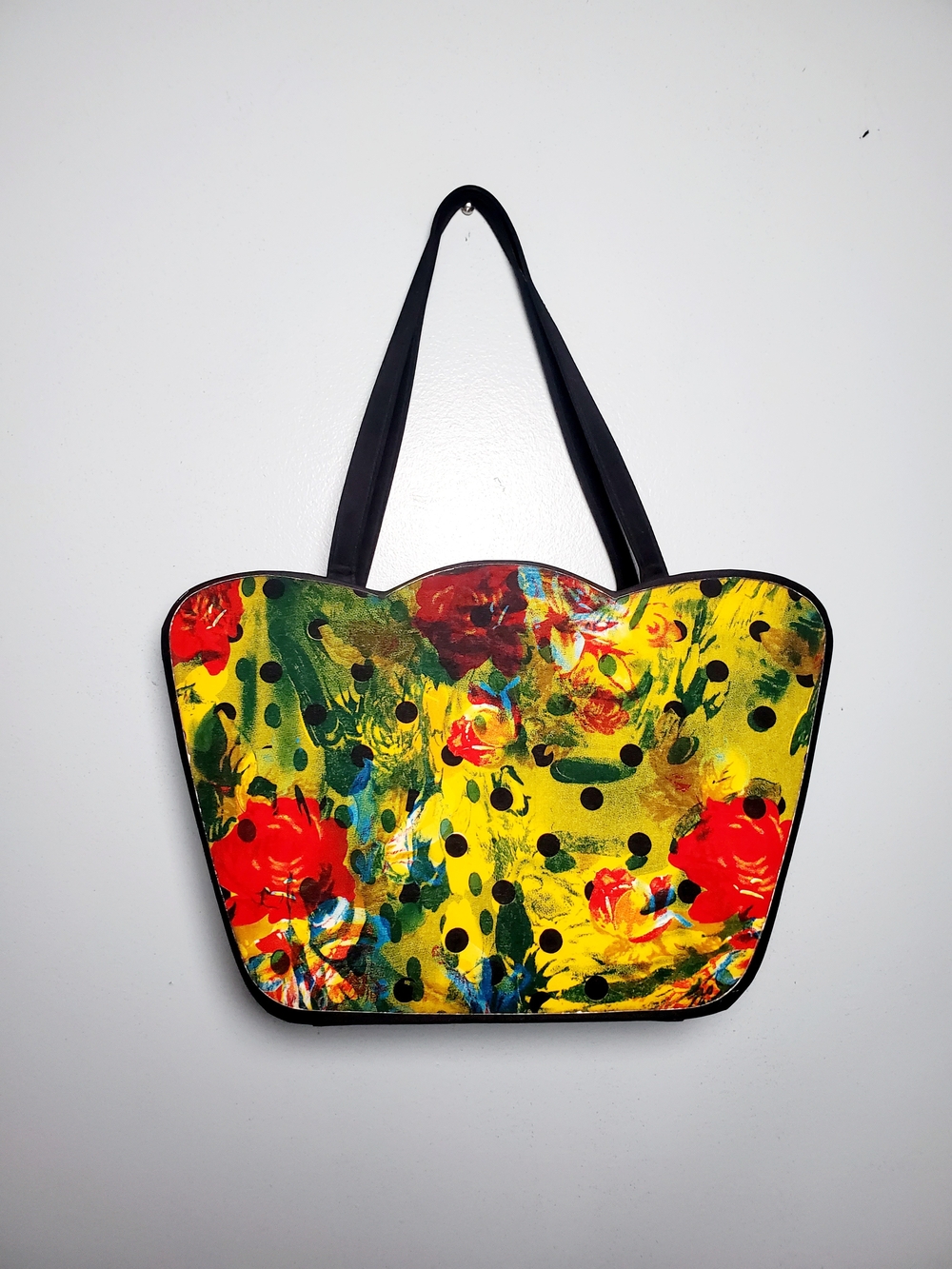 Angela Frascone Wearable Art Floral Polka Dot Tote Bag Colorful Statement Purse